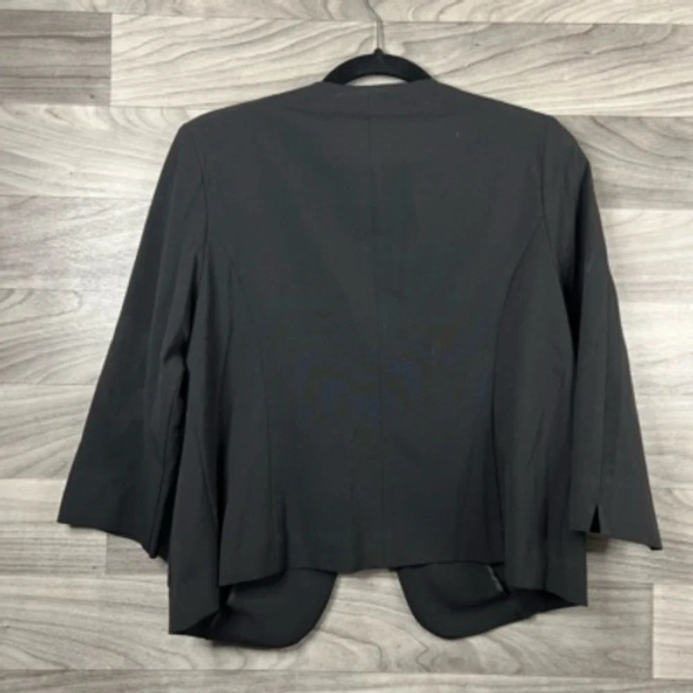 Sag Harbor Womens Suit Jacket Blazer Black Stretch 3/4 Sleeve Pockets Petites 8P
